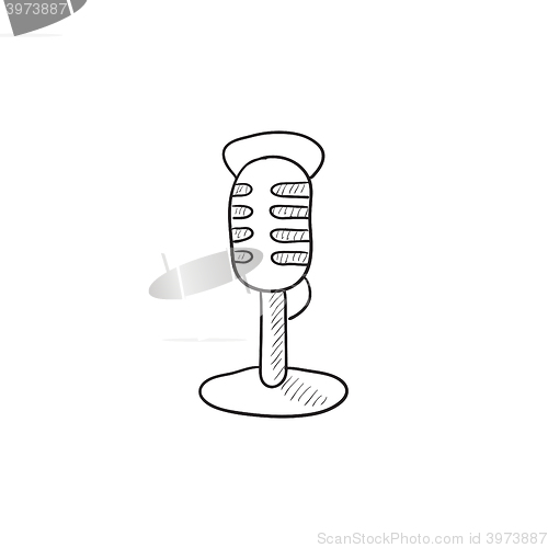 Image of Retro microphone sketch icon.