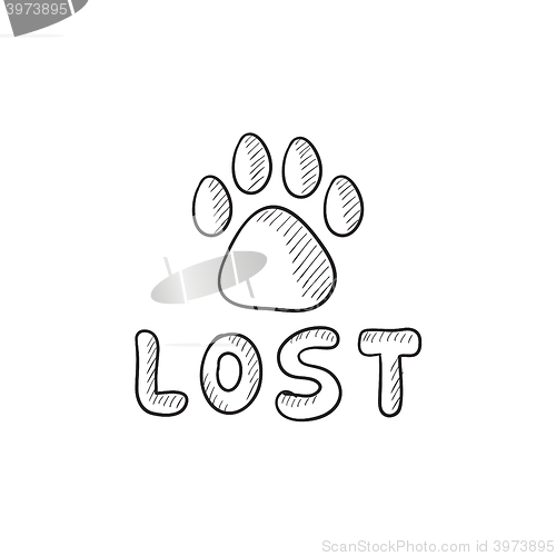 Image of Lost dog sign sketch icon.