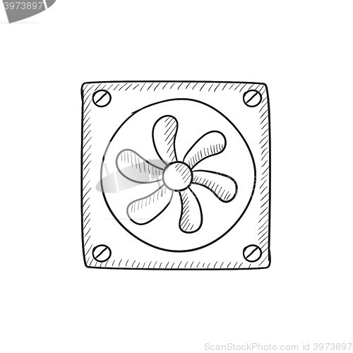 Image of Computer cooler sketch icon.