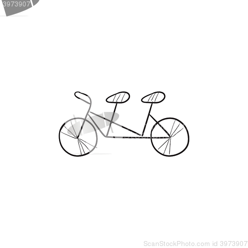 Image of Tandem bike sketch icon.