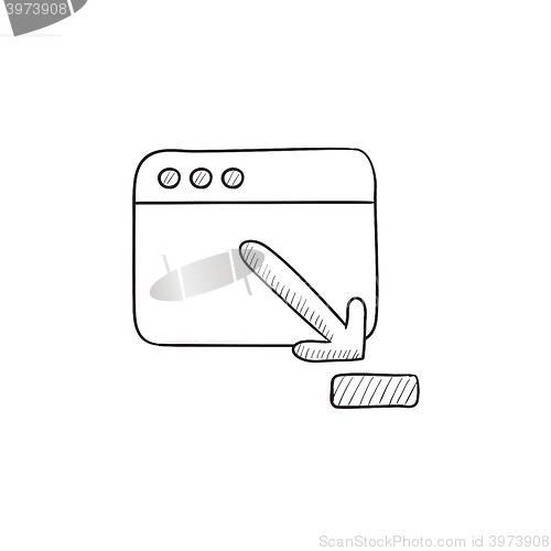 Image of Browser window with download sign sketch icon.