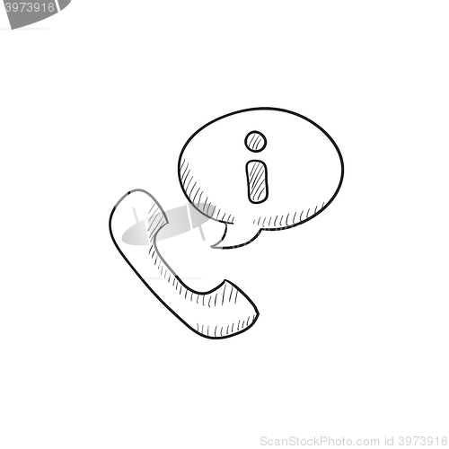 Image of Handset with information sign sketch icon.