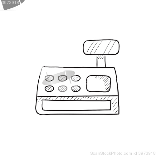 Image of Cash register machine sketch icon.