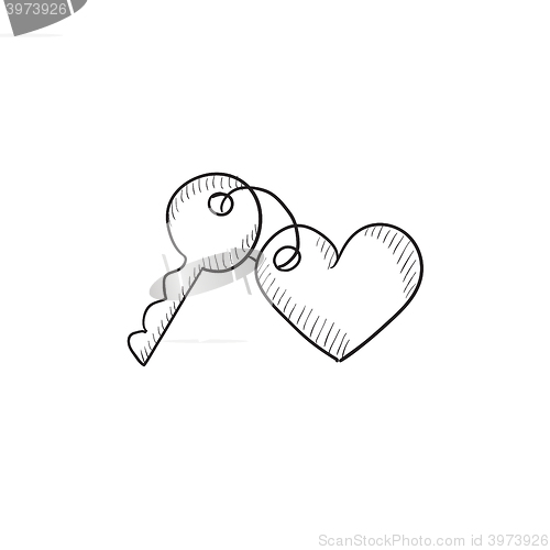 Image of Trinket for keys as heart sketch icon.