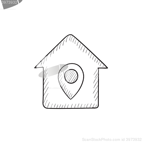 Image of House with pointer sketch icon.