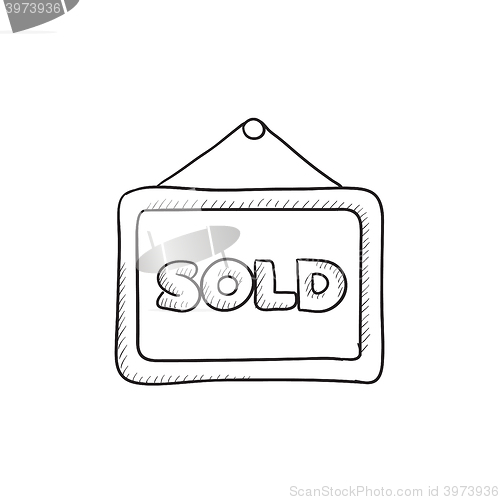 Image of Sold placard sketch icon.