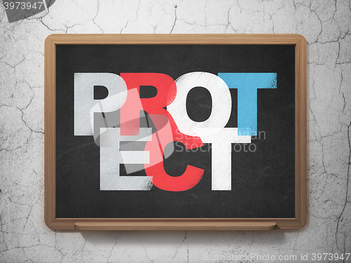 Image of Protection concept: Protect on School board background