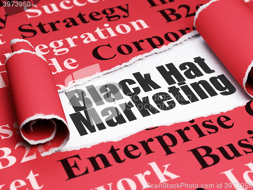 Image of Finance concept: black text Black Hat Marketing under the piece of  torn paper