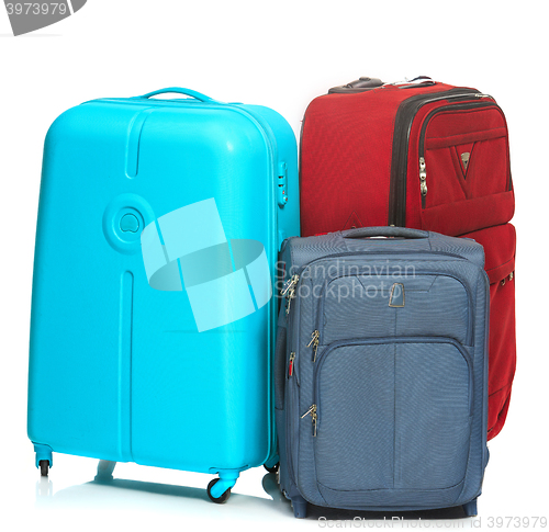 Image of The modern suitcases on white background