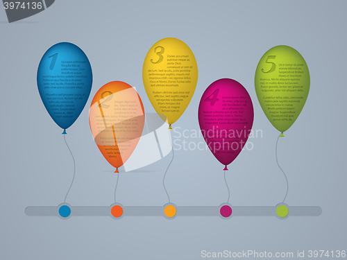 Image of Infographic template with numbered balloons 