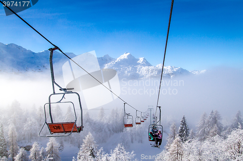 Image of Ski lifts at Vogel ski center, Slovenia.