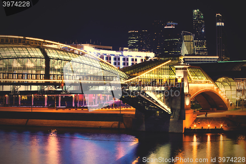 Image of part of Bogdan Khmelnitsky pedestrian bridge. Moscow, Russia