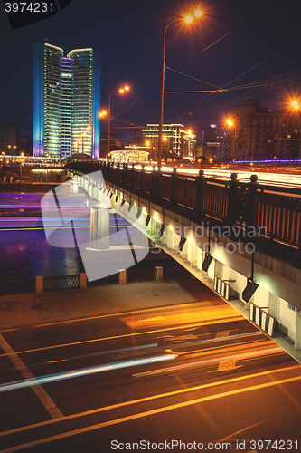 Image of Moscow, Russia, night landscape with Kalinin ( Novoarbatsky ) br