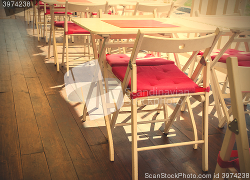 Image of empty summer outdoor cafe
