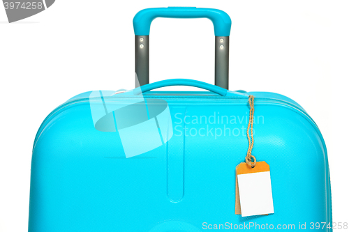 Image of The modern large suitcase on white background