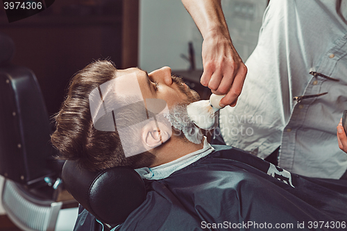 Image of Hipster client visiting barber shop