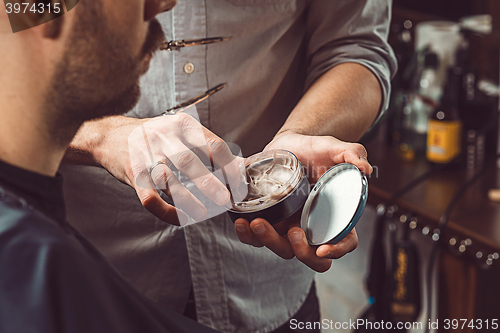 Image of Hipster client visiting barber shop