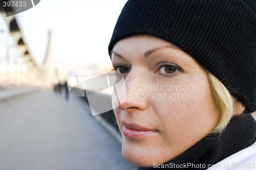 Image of blonde on the bridge