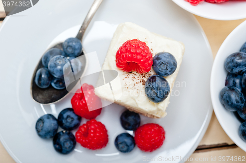 Image of fresh raspberry and blueberry cake