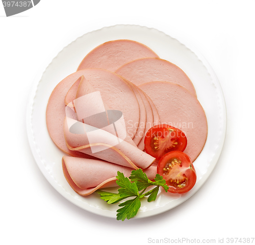 Image of sliced boiled sausage