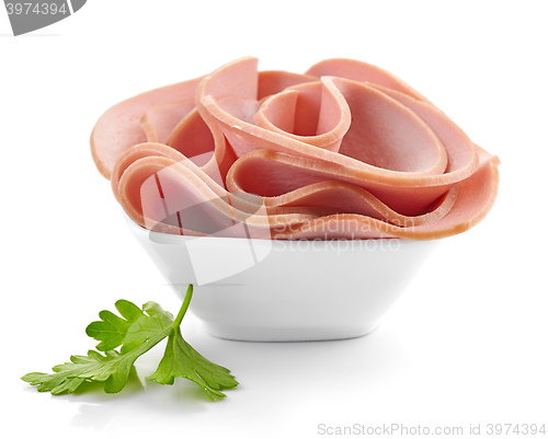 Image of sliced boiled sausage