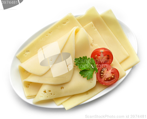 Image of cheese slices on white plate
