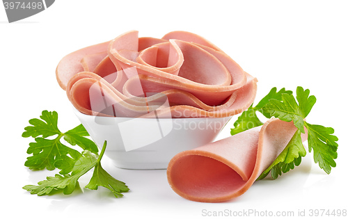 Image of sliced boiled sausage