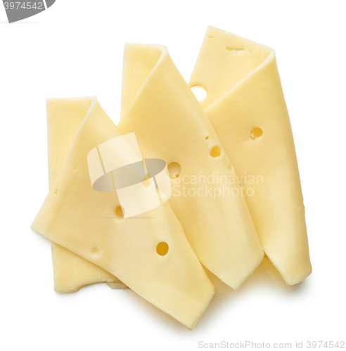 Image of cheese slices on white background