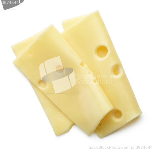 Image of cheese slices on white background