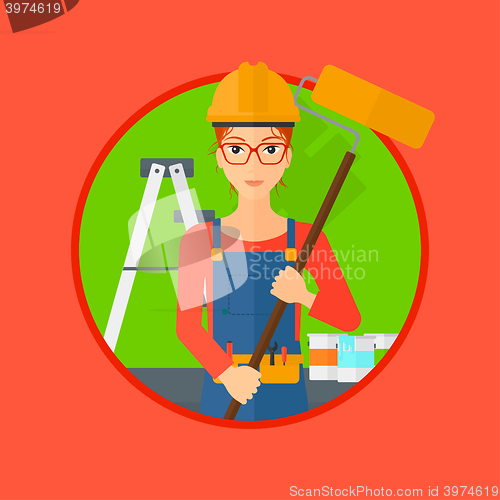Image of Painter with paint roller.