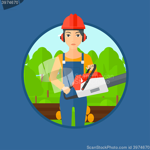 Image of Woodcutter with chainsaw.