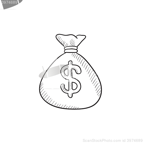 Image of Money bag sketch icon.