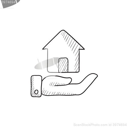 Image of House insurance sketch icon.