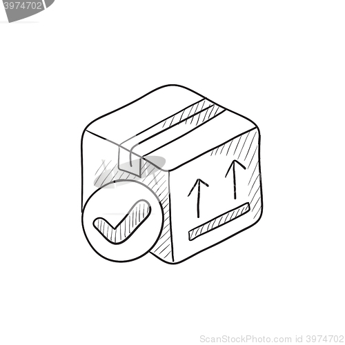 Image of Carton package box sketch icon.