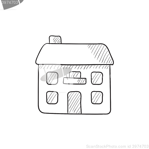 Image of Two storey detached house sketch icon.