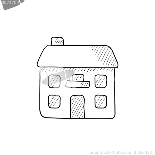 Image of Two storey detached house sketch icon.