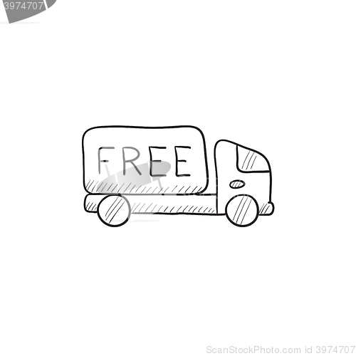 Image of Free delivery truck sketch icon.