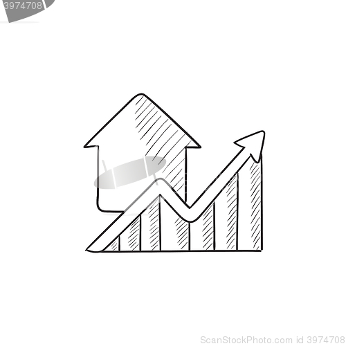 Image of Graph of real estate prices growth sketch icon.