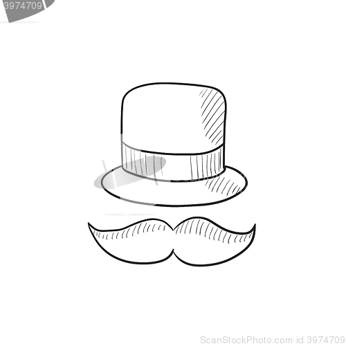 Image of Hat and mustache sketch icon.