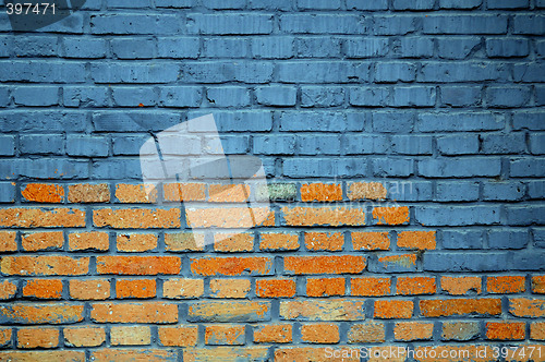 Image of Red and blue brick wall