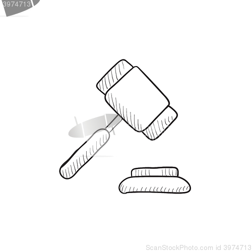 Image of Auction gavel sketch icon.