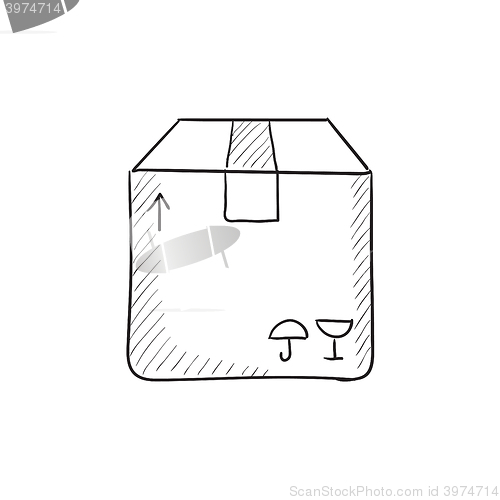 Image of Carton package box sketch icon.