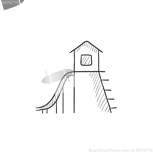 Image of Playhouse with slide sketch icon.