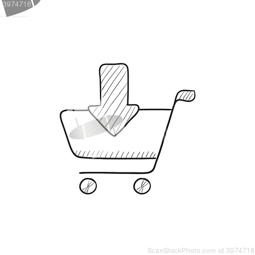 Image of Online shopping cart sketch icon.