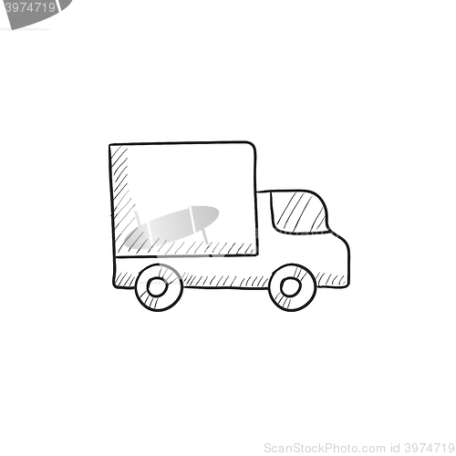 Image of Delivery van sketch icon.