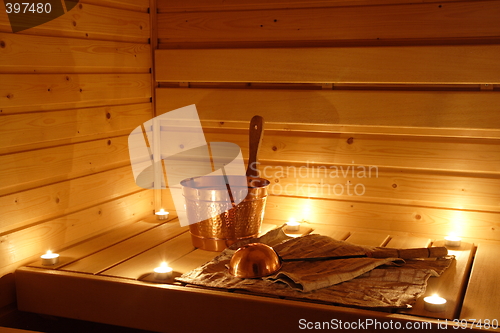 Image of Interior of a Finnish sauna