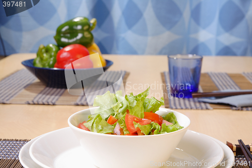 Image of Table with salad bowls