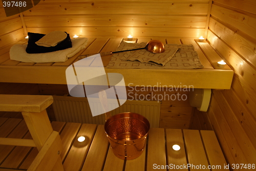 Image of Interior of a Finnish sauna