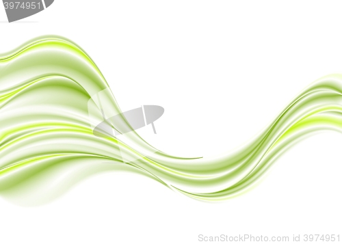 Image of Green smooth waves on white background