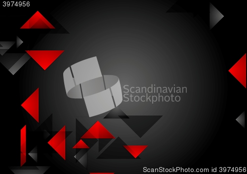 Image of Dark red black tech geometric background